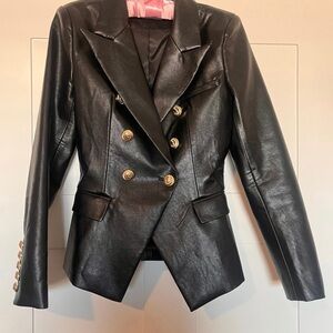 Elegant Black Double-Breasted Women's Blazer with Gold Buttons